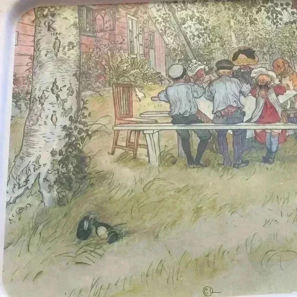 Vintage Carl  Larsson tray Sweden - Breakfast under the Big Birch - Picture 3 of 16